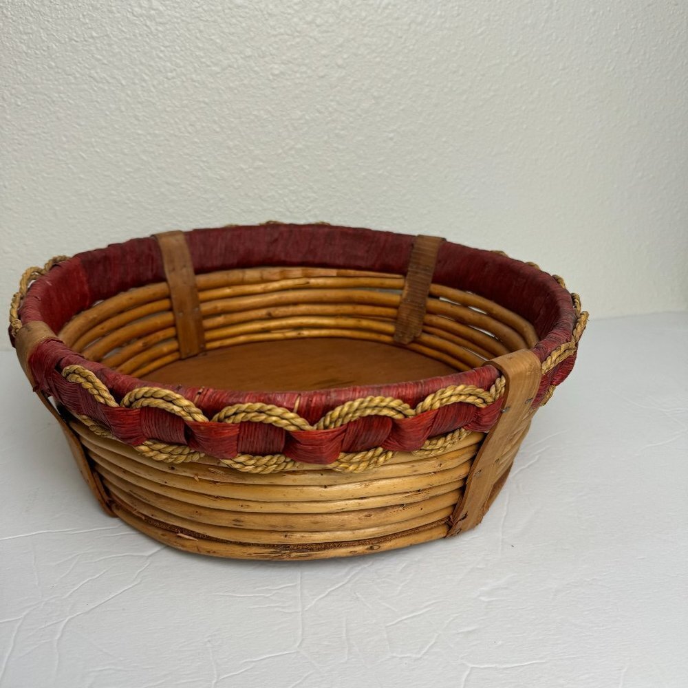 Vintage Round Wooden wicker basket